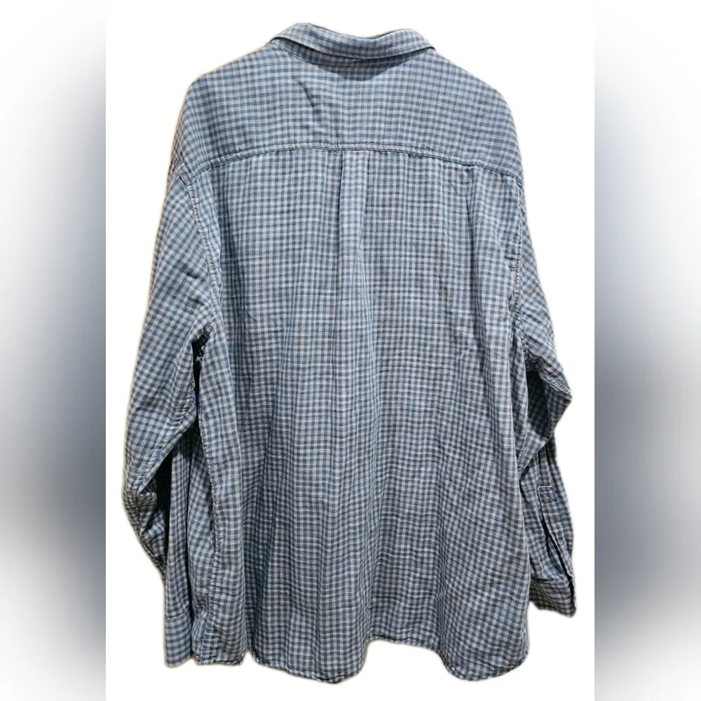 Tommy Bahama Blue and White Checked Long-Sleeve Button-Down Shirt